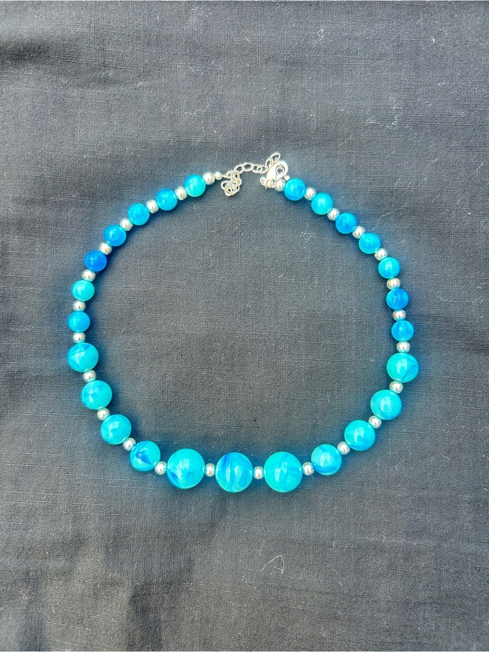 Blue Beaded Women's Necklace - Turquoise Glass Beads